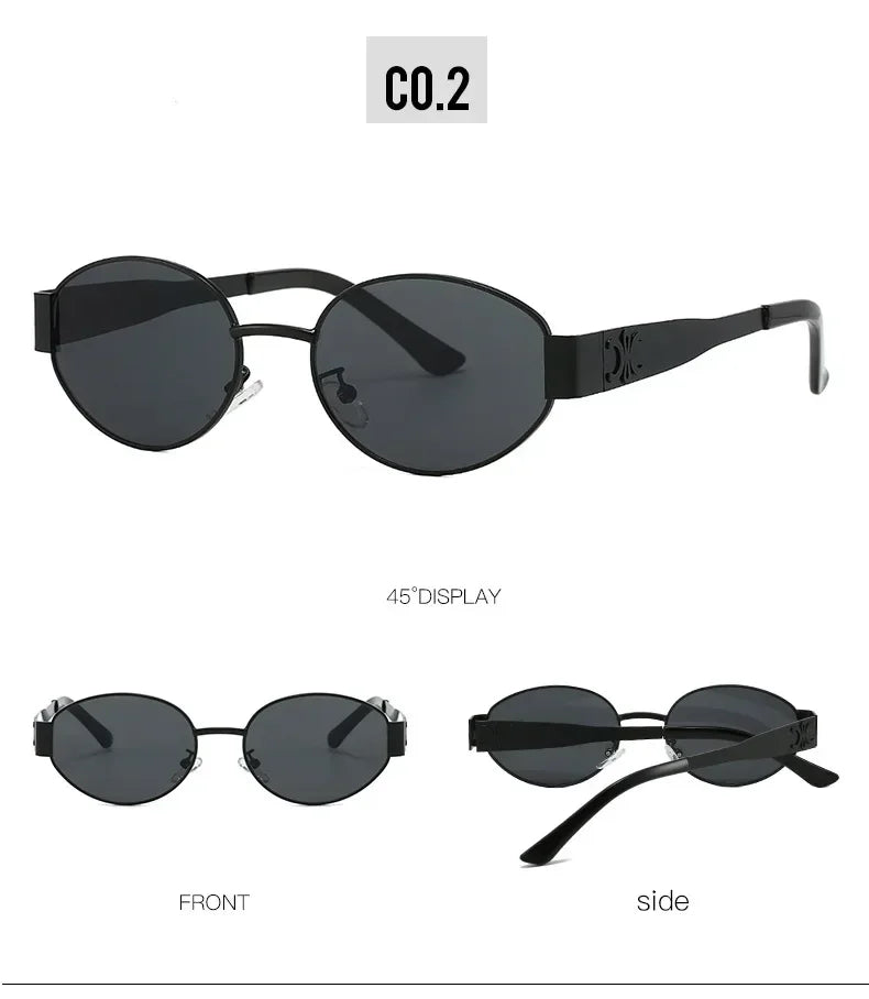 Luxuriöse Metall-Sonnenbrille für Damen und Herren, Unisex, Designer-Mode-Sonnenbrille, oval, Unisex, stilvolle Brillenschirme, UV400