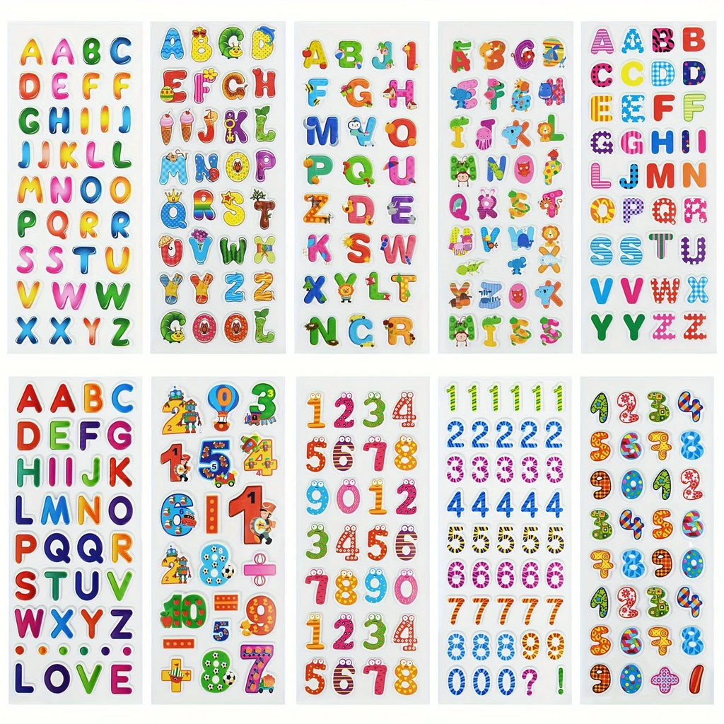6 Stück Buchstaben Zahlen Aufkleber 3D Puffy Cartoon Alphabet Aufkleber für DIY Handwerk Scrapbook Notebook Label Party Decor ZSY