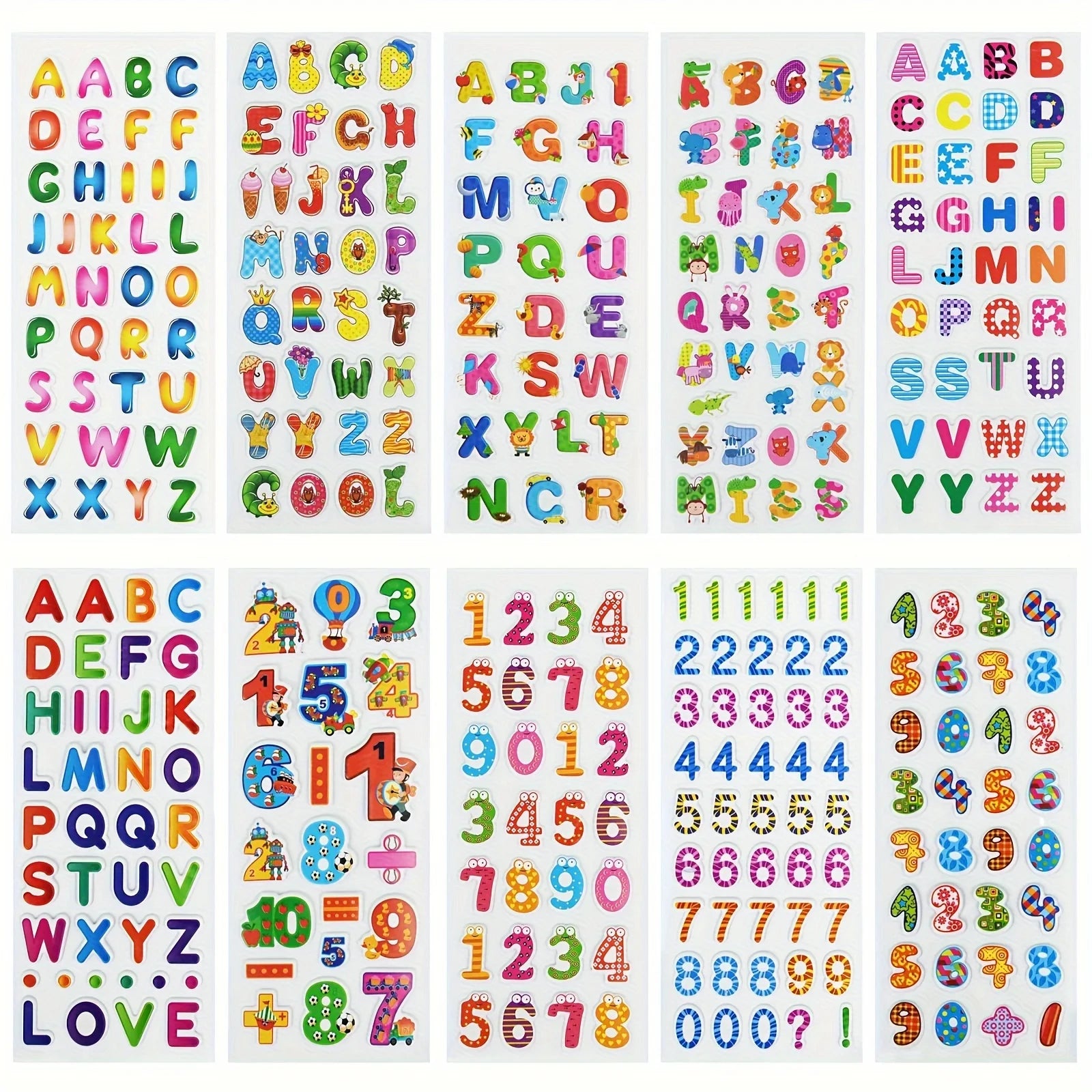 6 Stück Buchstaben Zahlen Aufkleber 3D Puffy Cartoon Alphabet Aufkleber für DIY Handwerk Scrapbook Notebook Label Party Decor ZSY