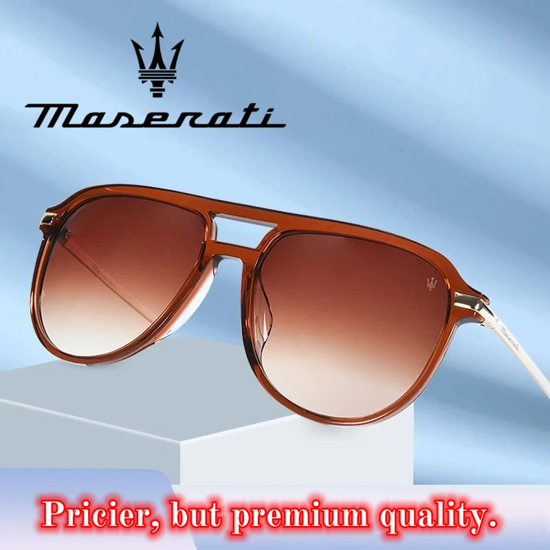 MASERATI Sonnenbrille, neue modische Schutzbrille, stilvolle, ungerahmte Metallrand-Sonnenbrille für Männer und Frauen, coole Pose, trendiges Design 10785