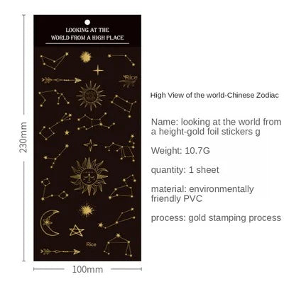 Neue Golden Planet Dekoration Aufkleber Universum Raum Aufkleber für Tagebuch Foto Telefon Diy Scrapbooking Schreibwaren Schule Liefert