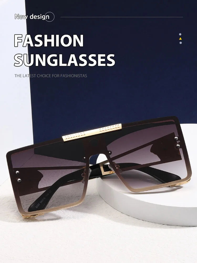 Neue stilvolle Sonnenbrille mit übergroßen Rahmen, trendiges Metalldesign, perfekt für Modeshows und coolen Streetstyle.