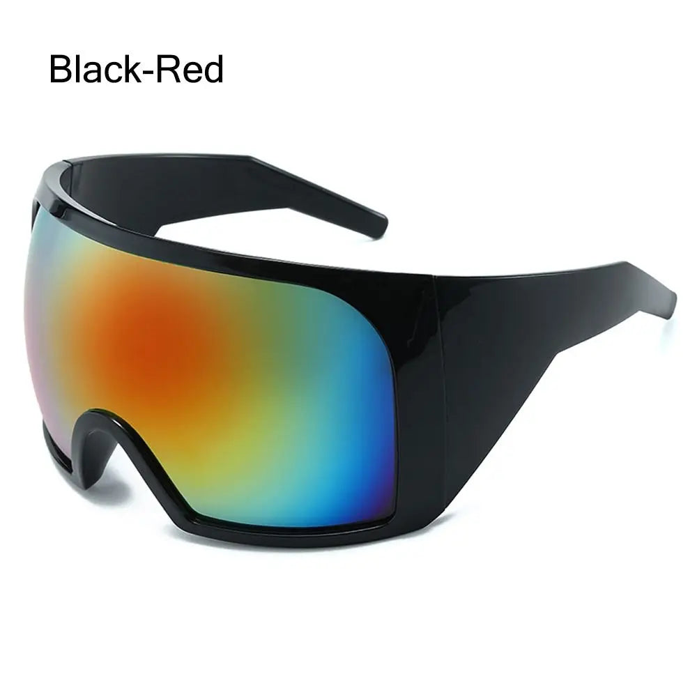 Futuristische Wrap-Around-Sonnenbrille Rave gebogene Linse UV400-Schutz 2000er Brillen übergroße Y2K-Sonnenbrille für Frauen und Männer