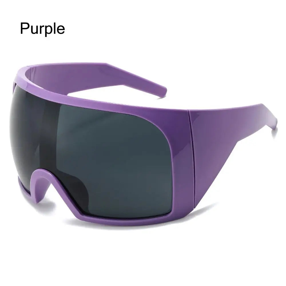 Futuristische Wrap-Around-Sonnenbrille Rave gebogene Linse UV400-Schutz 2000er Brillen übergroße Y2K-Sonnenbrille für Frauen und Männer