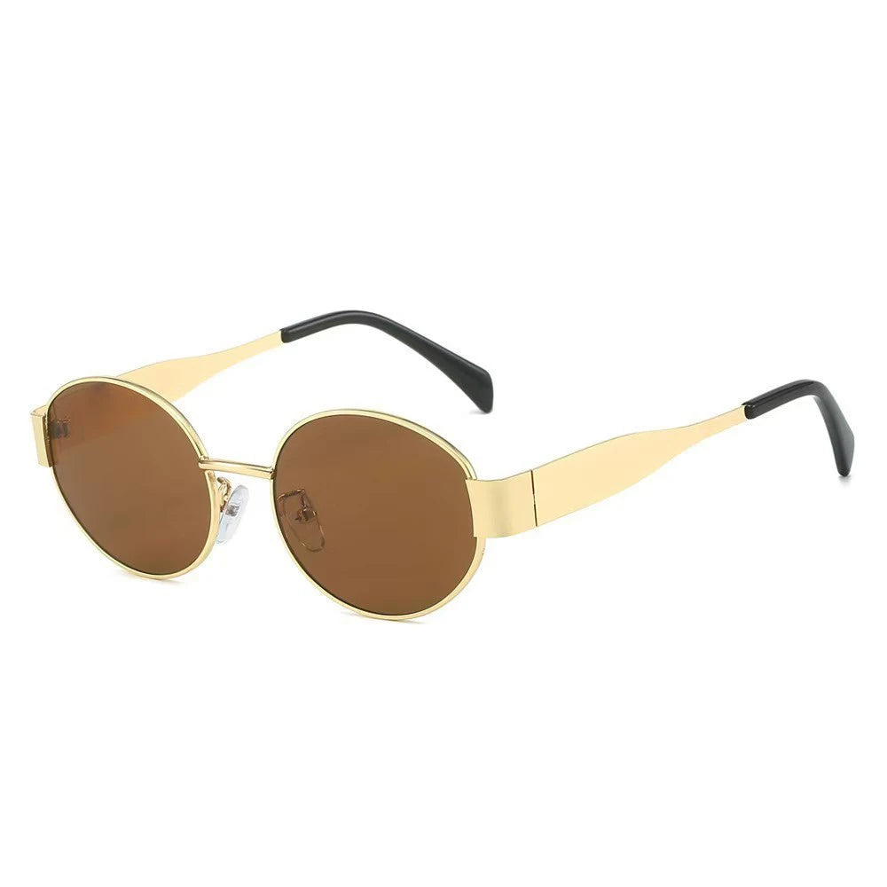 Luxuriöse Marken-Sonnenbrille aus Metall für Damen und Herren, Unisex, Designer-Mode-Sonnenbrille, ovale, stilvolle Unisex-Brillenschirme