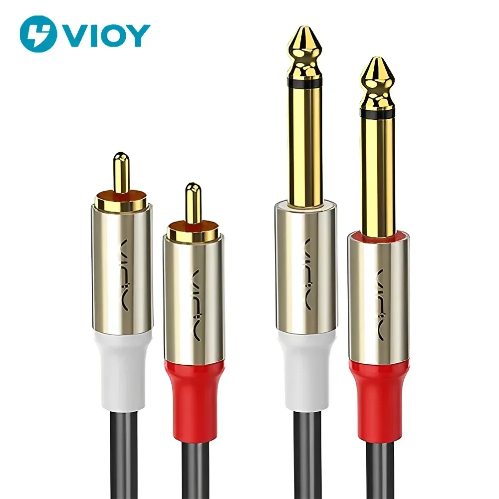 6,35 mm auf Cinch-Kabel Dual 1/4 TS-Stecker auf Dual-RCA-Stecker Stereo-Audiokabel für Gitarre AV-Receiver Lautsprecher Verstärker Heimkino