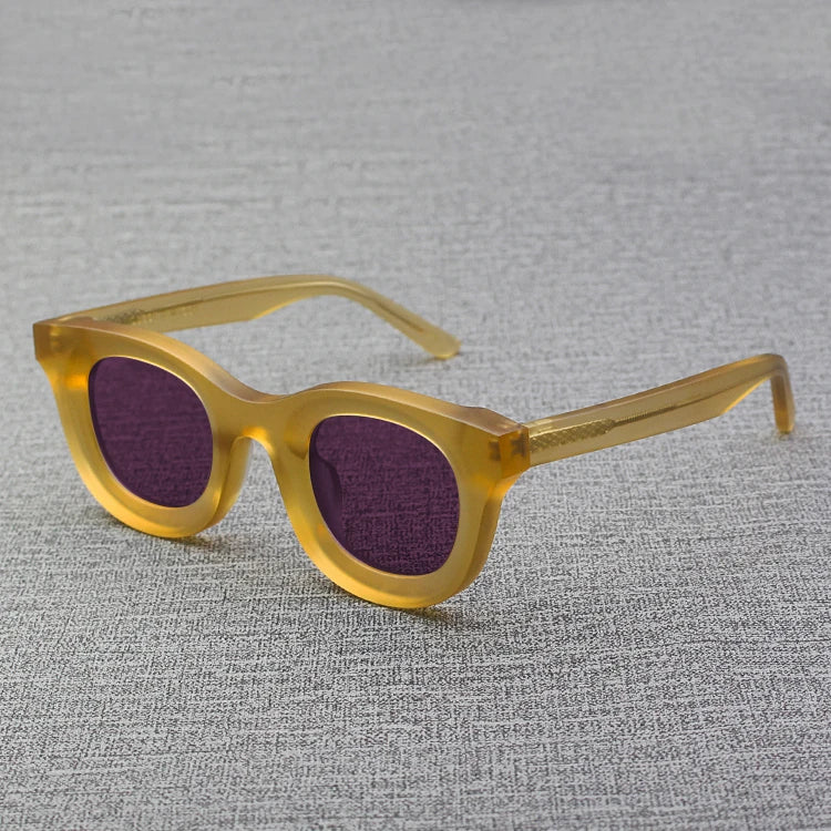 2024 Retro-Sonnenbrille für Damen und Herren, modisch, Acetat, quadratisch, grau, grüner Rahmen, matt gefrostet, UV400, handgefertigte Sonnenbrille
