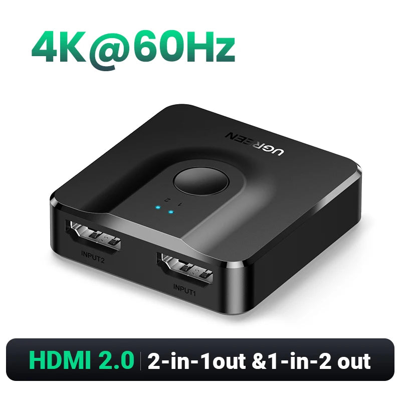 UGREEN HDMI 2.1 Switch 8K 60Hz 4K120Hz 2-in-1-Ausgang für TV Xiaomi Xbox Series X PS5 HDMI-kompatibler Monitor HDMI-Switcher