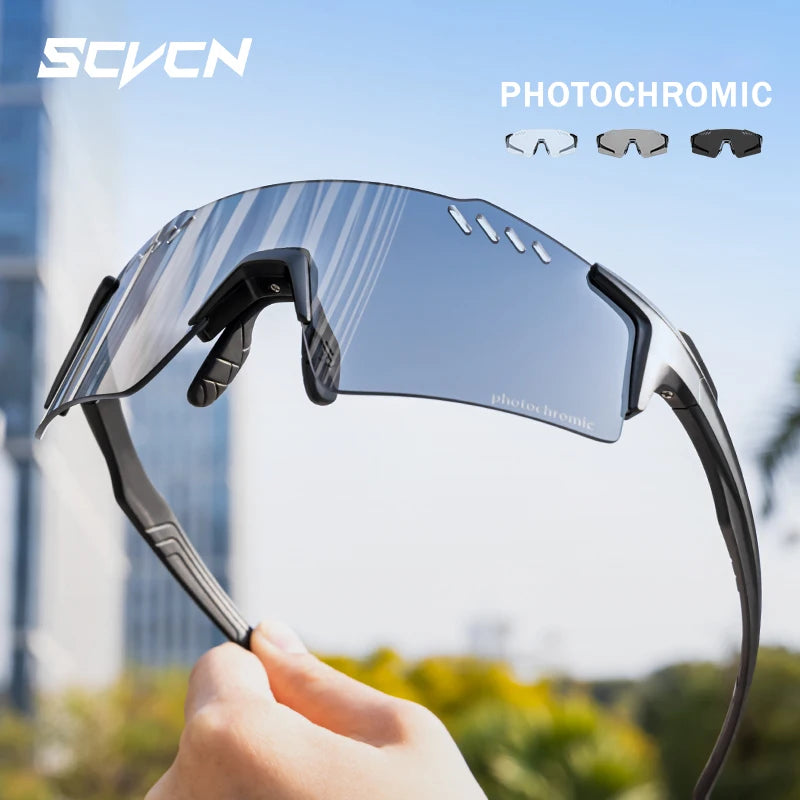 SCVCN Photochrome fahrrad Radfahren brille UV400 Fahrrad reiten Brillen Sport MTB Outdoor Sport Golf Camping Fahren Okulare