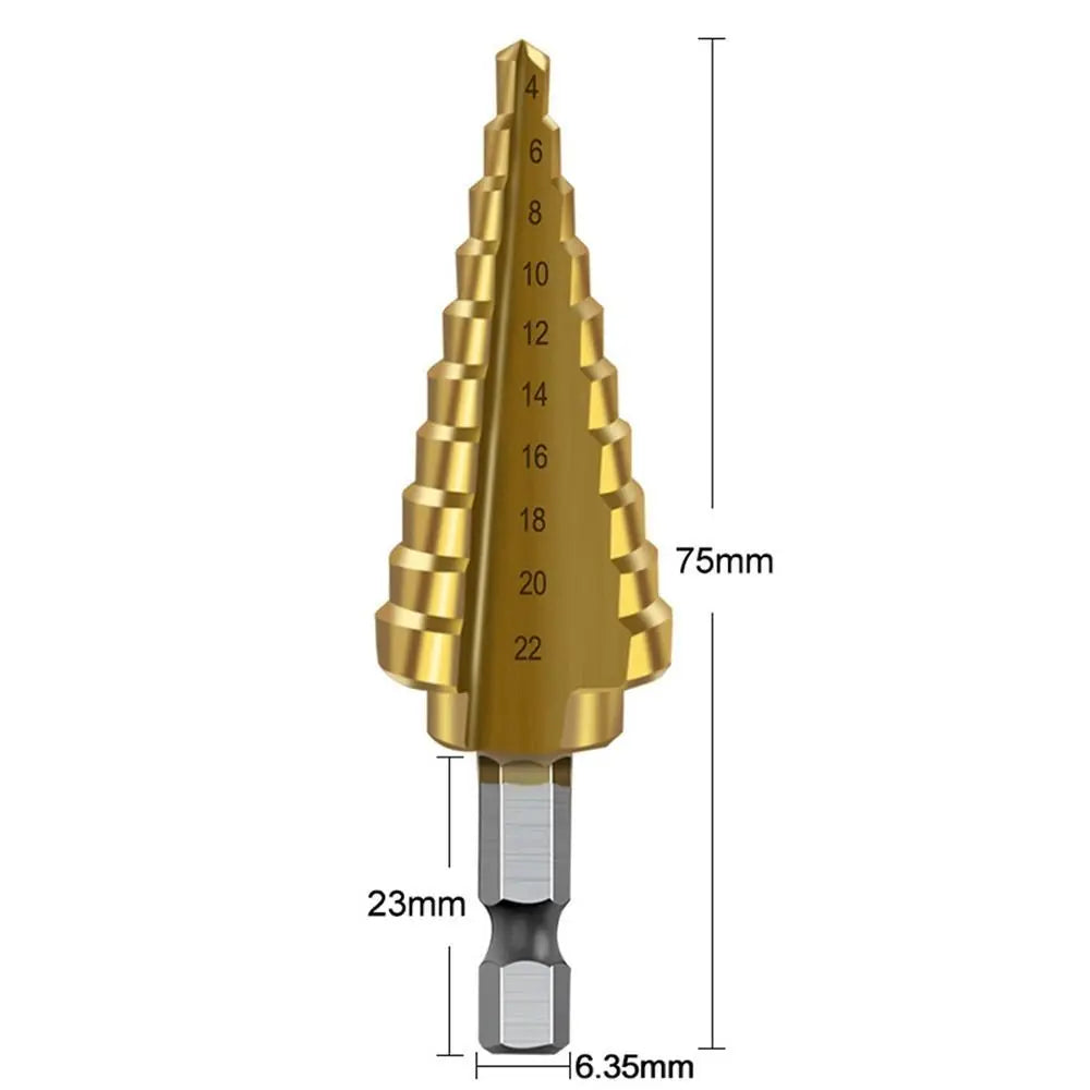4-22mm Stufen bohrer Loch öffner 4241 Hoch geschwindigkeit stahl bohrer Sechs kant schaft Holz Metall Lochs ch neider Zimmerei Bohr werkzeuge