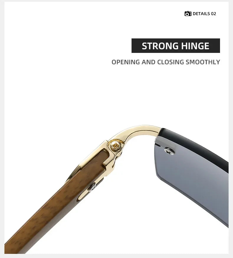 Sonnenbrille Männer Frauen Sonnenbrille Holz Rahmen Randlose Schwarze Brillen Mode Brillen Gafas De Sol