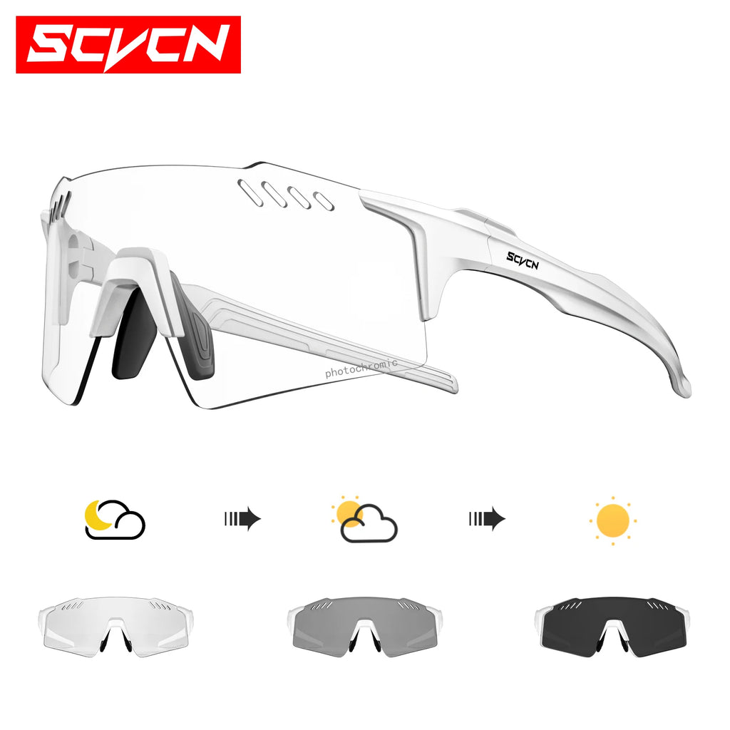 SCVCN Photochrome fahrrad Radfahren brille UV400 Fahrrad reiten Brillen Sport MTB Outdoor Sport Golf Camping Fahren Okulare
