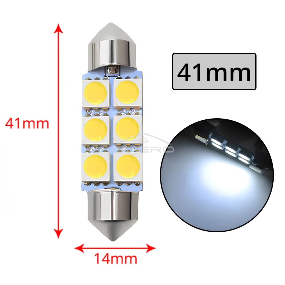 10PCS 5050 6Led DC 12v Weiße Led 31mm 36mm 39mm 41mm C5w C10w innen Girlande Dome Gepäck Lampe Lesen Birne Tür Lesen Beleuchtung