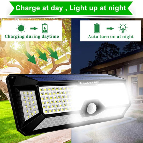 268 LED-Solar-Wandleuchte für den Außenbereich, wasserdicht, solarbetriebene Lampe mit menschlichem Körperbewegungssensor für den Garten, dekoratives 4-Modus-Licht