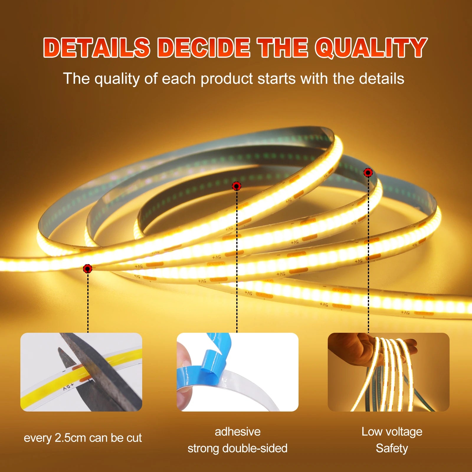 Neue 5V LED COB Licht Streifen Dimmbar Mit Touch Sensor/EIN OFF Schalter USB Flexible LED Band Weihnachten TV Hintergrundbeleuchtung Klebeband