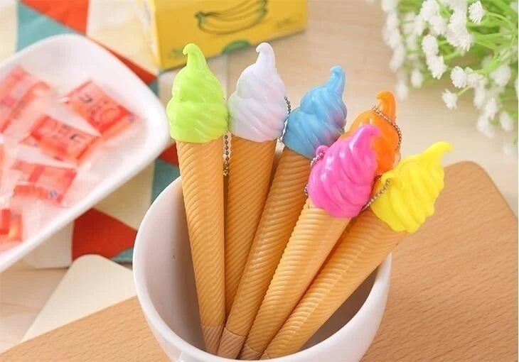 6-teiliger süßer Eiscreme-Strass-Süßigkeits-Gelstift für Schreibwaren