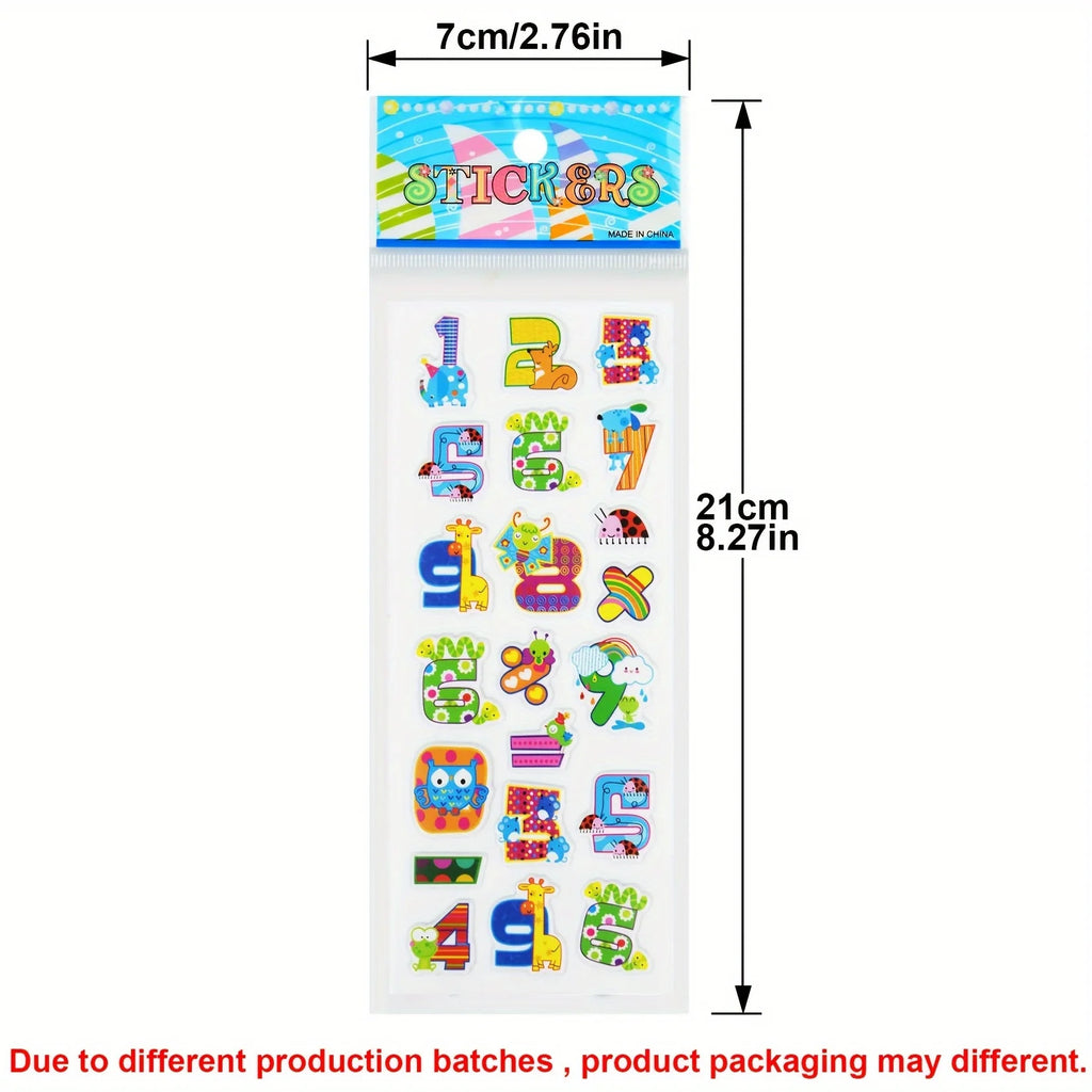 6 Stück Buchstaben Zahlen Aufkleber 3D Puffy Cartoon Alphabet Aufkleber für DIY Handwerk Scrapbook Notebook Label Party Decor ZSY