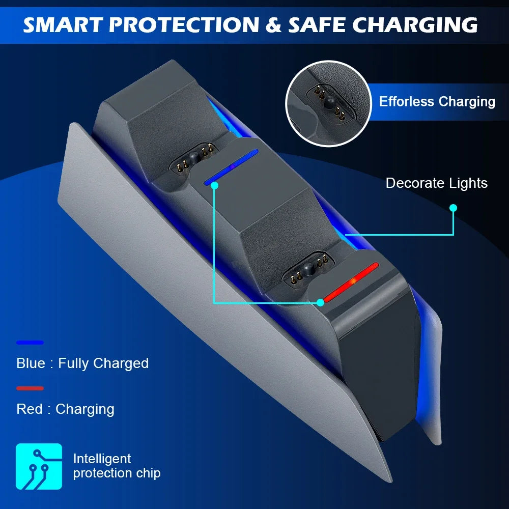 5 FARBEN für PS5-Controller, Ladestation, Dual-Schnellladestation für PS5, Typ C und PS5-Edge-Game-Controller mit LED-Anzeige