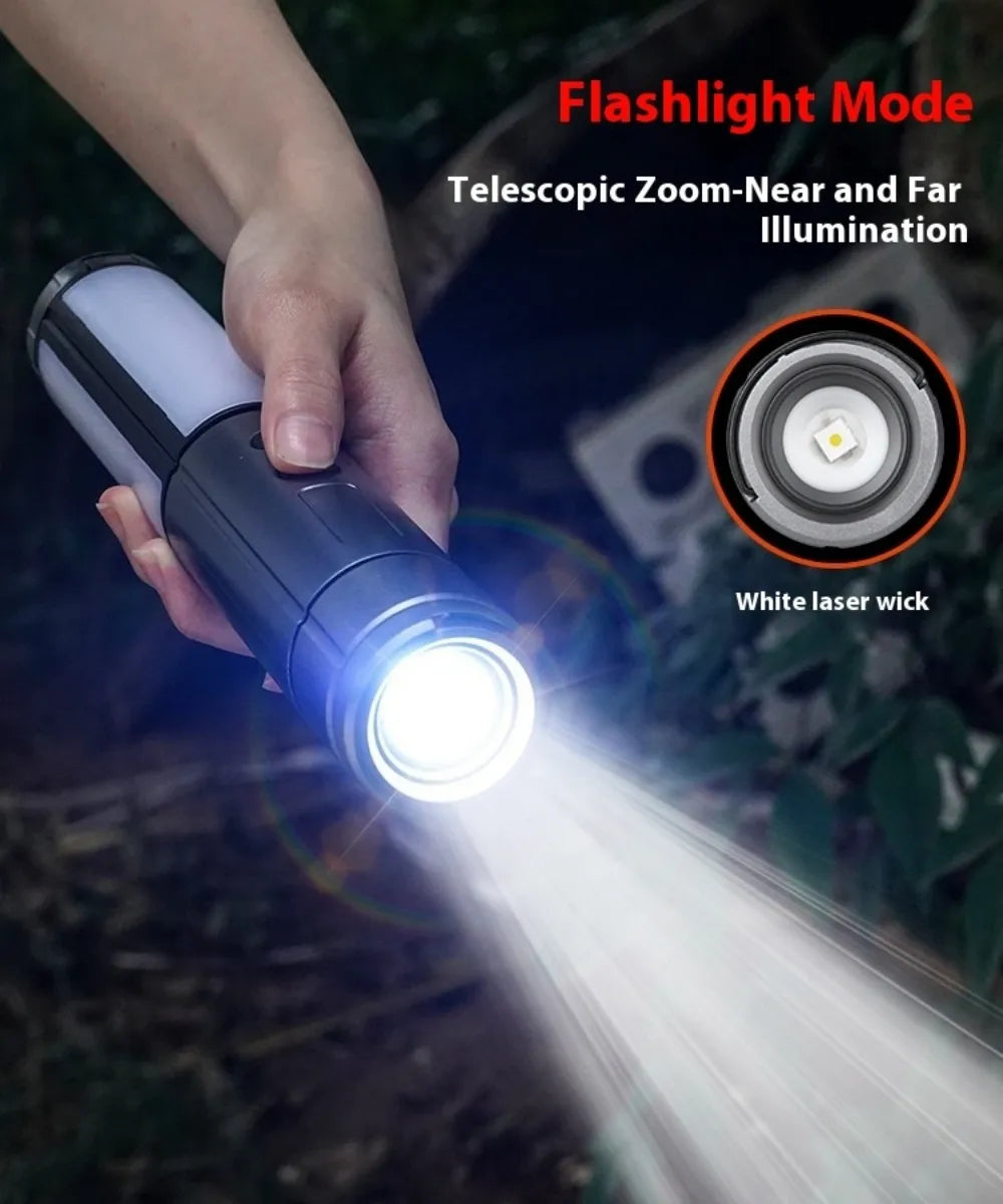 Verbesserte Camping-LED-Teleskop-Taschenlampe mit Stativ, wiederaufladbare Notfalllampe, tragbare Orch-Licht-Tischlampe für den Außenbereich, Zelt