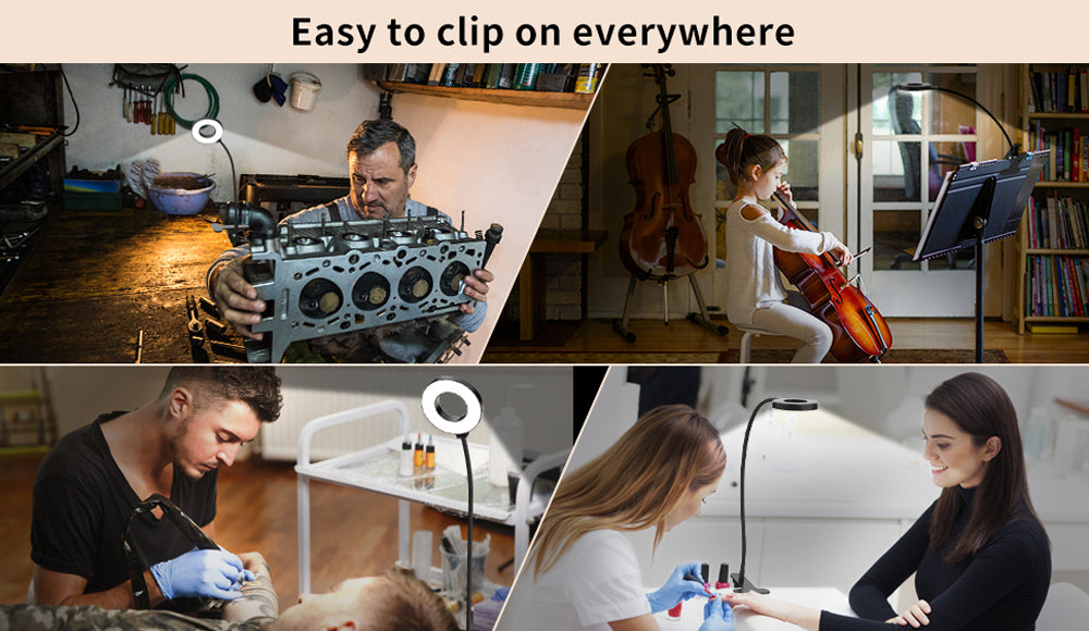 48 LEDs Clip-on-Schreibtischlampe 360 ° Flexible Schwanenhals-Lesetischleuchte, augenschonende USB-Klemme, Bücher, Nachtlicht, Arbeitszimmer, Leselicht