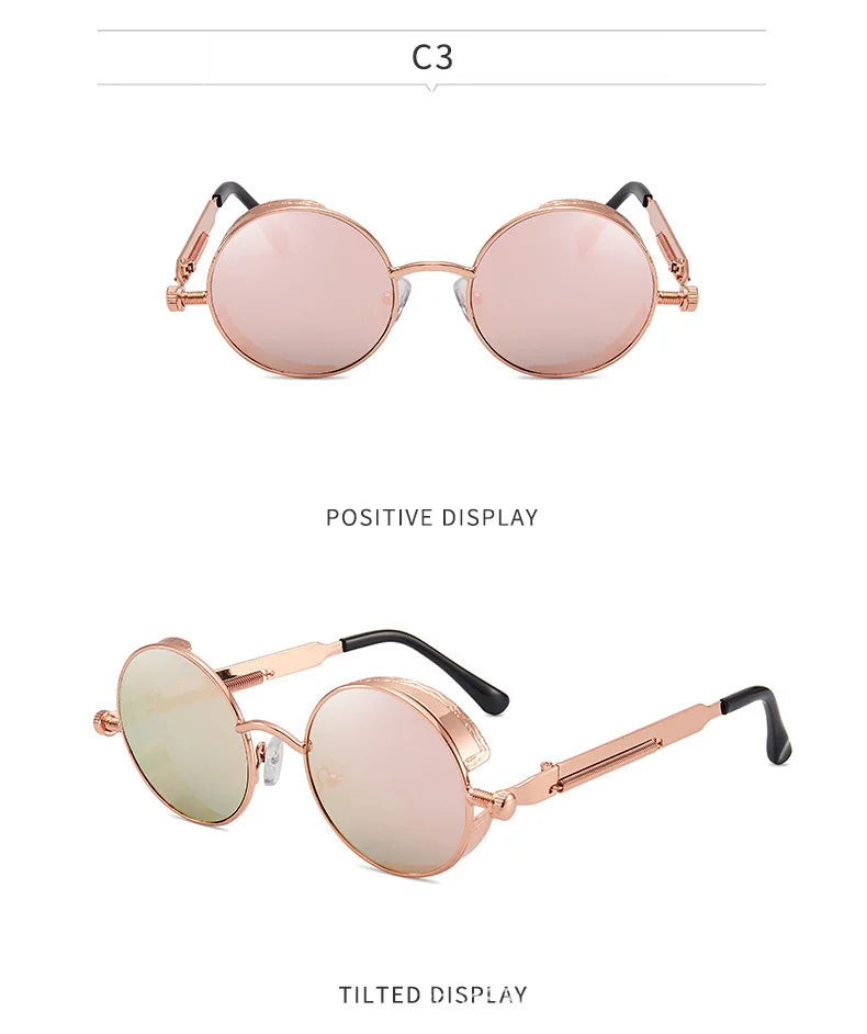 Klassische Steampunk Sonnenbrille Männer Frauen Retro Gothic Runde Herren Sonnenbrille Mode Punk Party Fahr schirme Lunette de Soleil