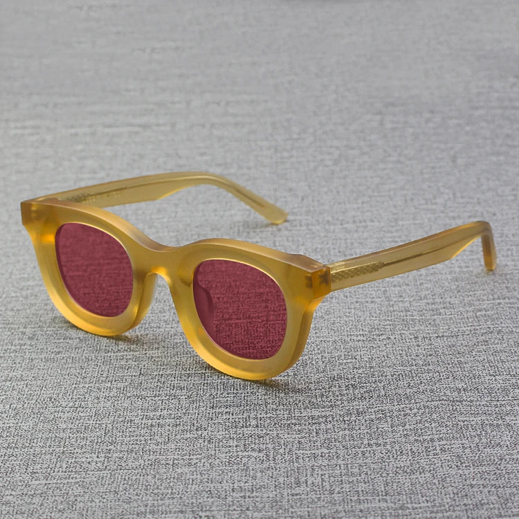 2024 Retro-Sonnenbrille für Damen und Herren, modisch, Acetat, quadratisch, grau, grüner Rahmen, matt gefrostet, UV400, handgefertigte Sonnenbrille