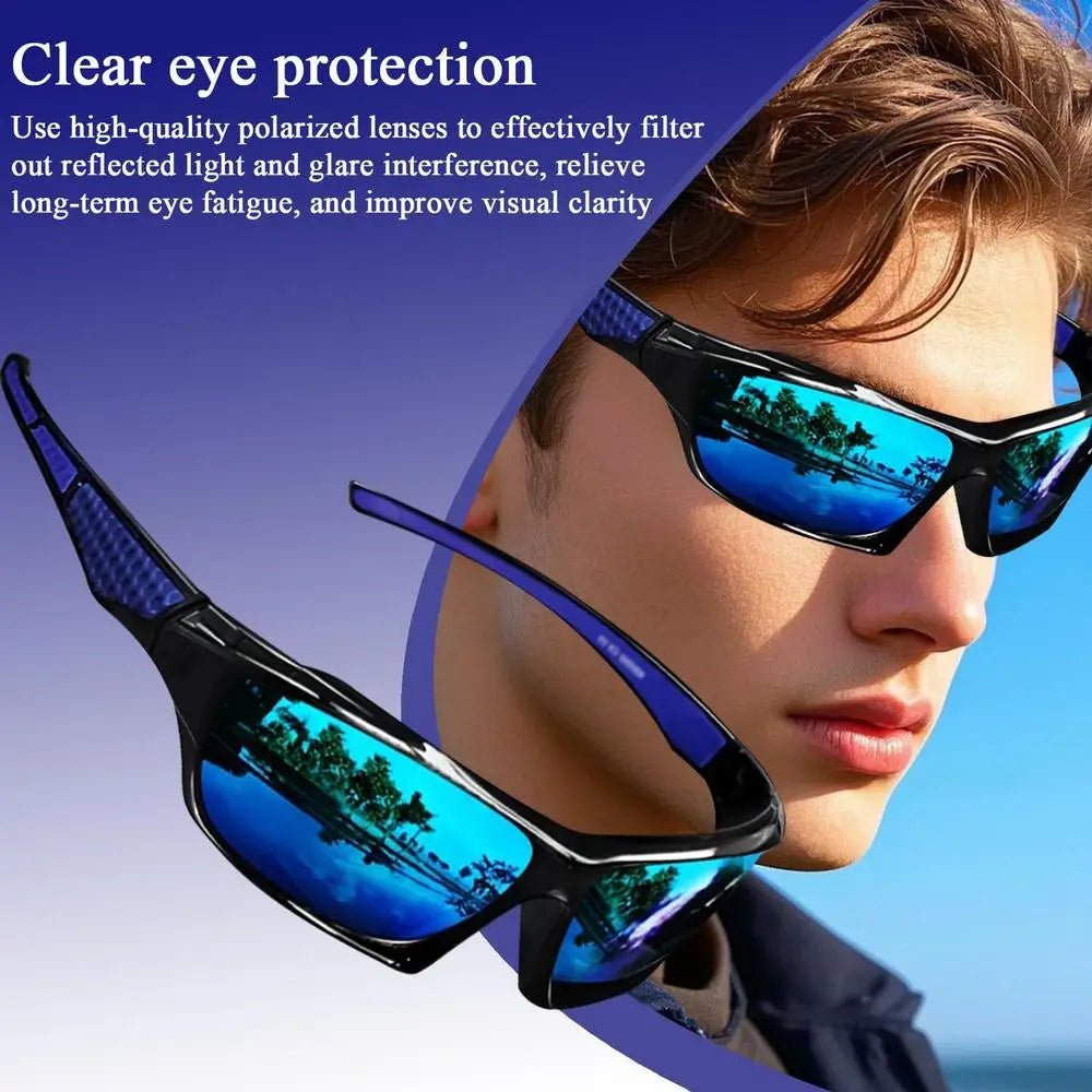 Polarisierte Sonnenbrille für Herren, umfassender Schutz, Sonnenbrille, bequemer, leichter Rahmen, Sportbrille zum Fahren, Angeln