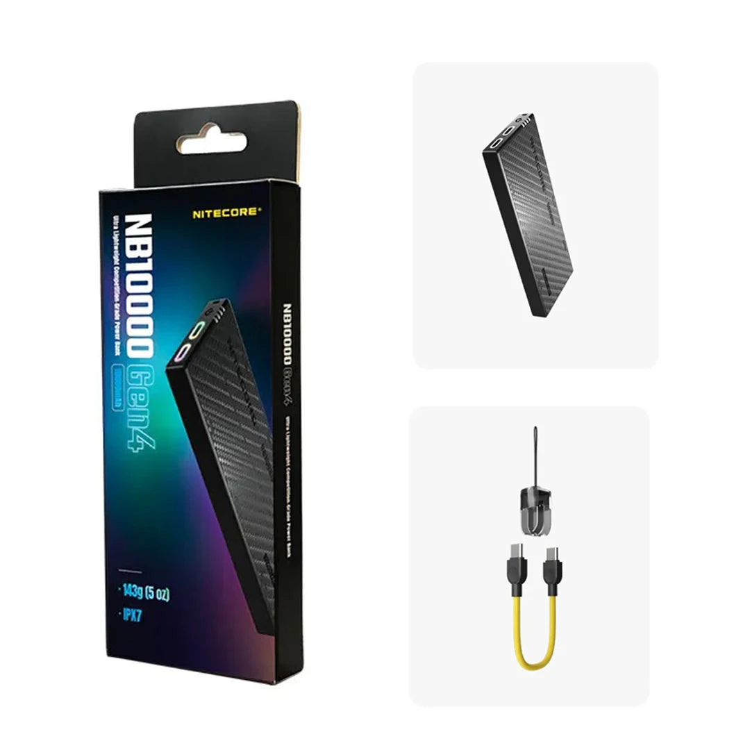 NITECORE NB10000 Gen4 9V 22,5W Schnellladende Carbonfaser-Powerbank 10000mAh Mobile Outdoor-Powerbank IPX7 Dual USB-C
