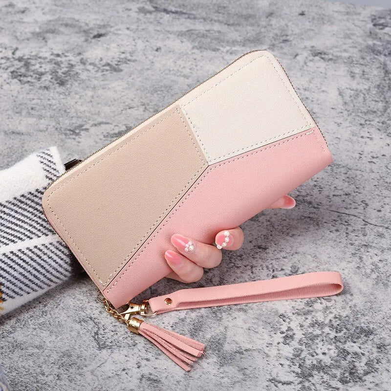Mode Reiß verschluss Brieftaschen Damen lange Geldbörsen Handtaschen Münz geldbeutel Karten halter PU Leder Billfold Brieftasche