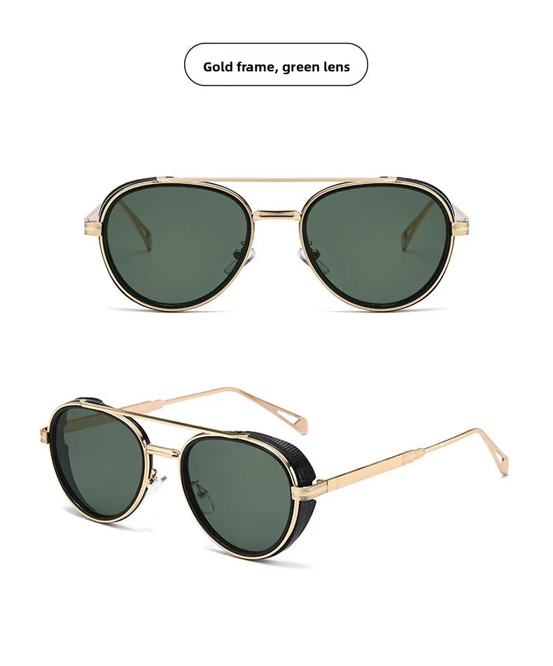 2026 Neue Luxus Steampunk Sonnenbrille, Metallrahmen Ovale Vintage-Brille, Modische Sonnenbrille für Damen, Fahrerbrille für Herren