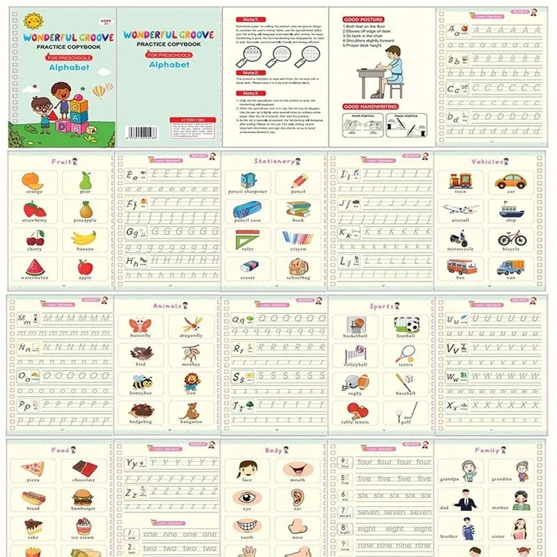 4 bücher Stift Magie Kopie Buch Kostenloser Abwischen Kinder Kinder Schreiben Aufkleber Praxis Englisch Copybook Für Kalligraphie Montessori Geschenk