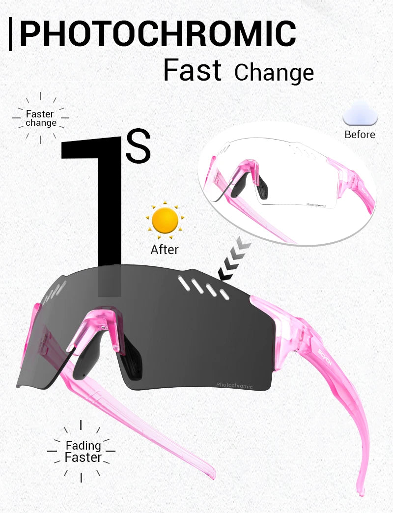 SCVCN Photochrome fahrrad Radfahren brille UV400 Fahrrad reiten Brillen Sport MTB Outdoor Sport Golf Camping Fahren Okulare