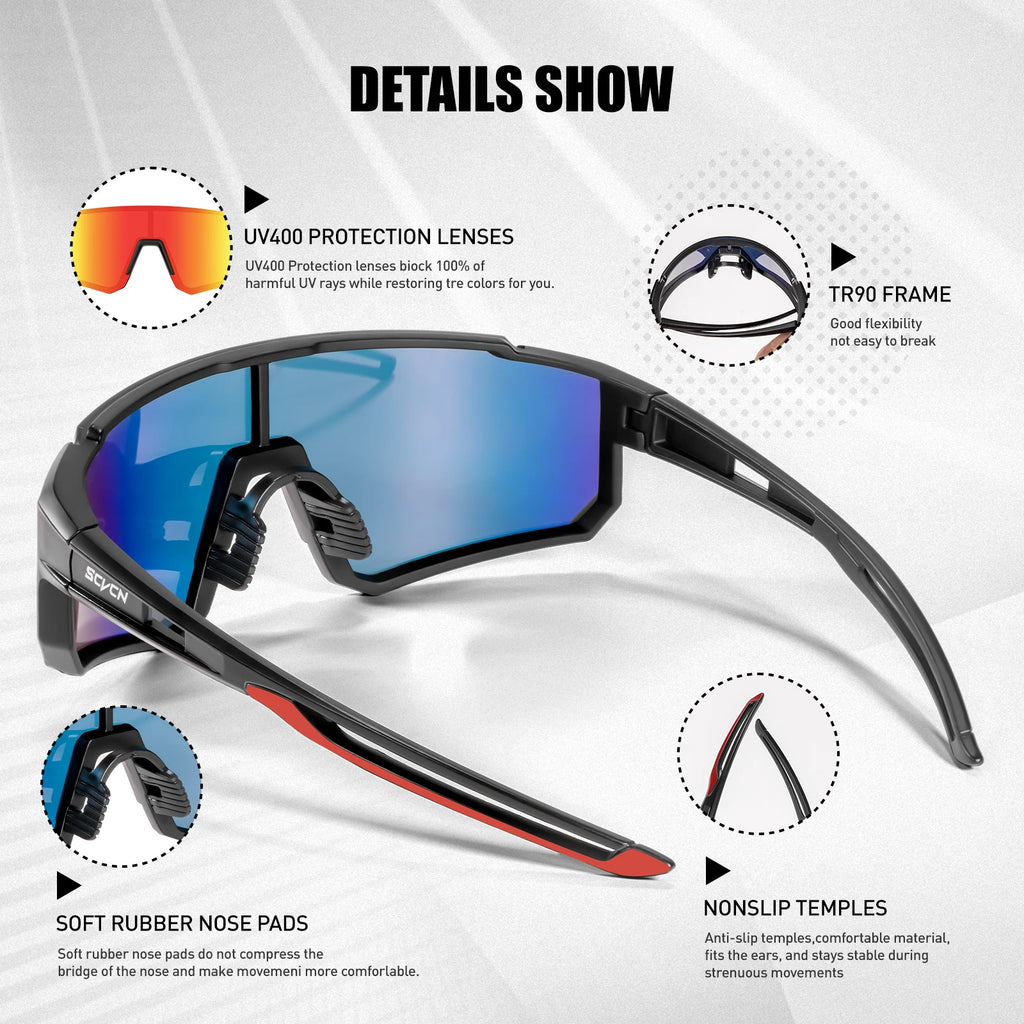 SCVCN Neue Outdoor Radfahren Sonnenbrille Männer MTB Fahrrad Brille Sport Wandern Bergsteigen Frauen Fahrrad Radfahren UV400 Brille