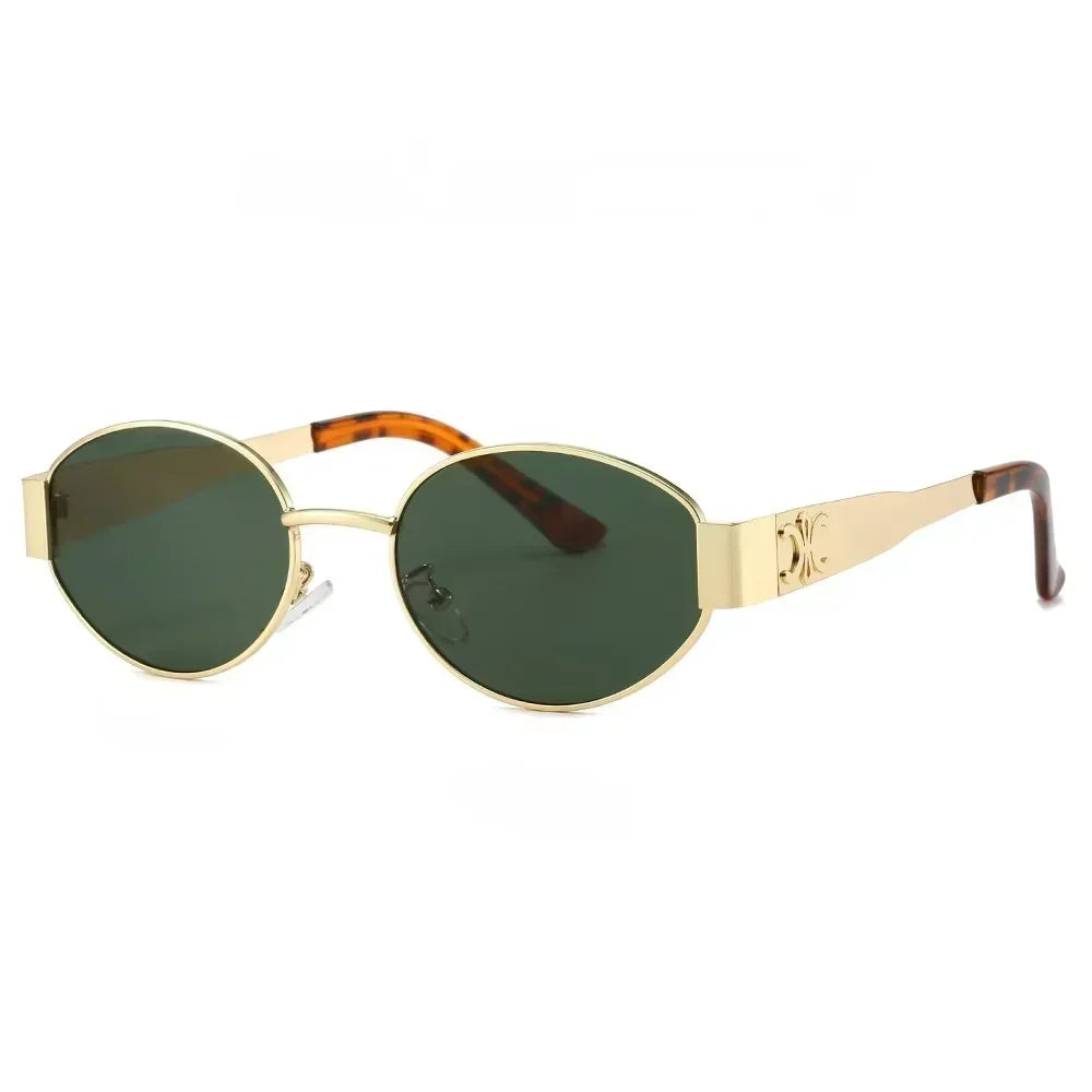 Luxuriöse Marken-Sonnenbrille aus Metall für Damen und Herren, Unisex, Designer-Mode-Sonnenbrille, oval, Unisex, stilvolle Brillenschirme, UV400