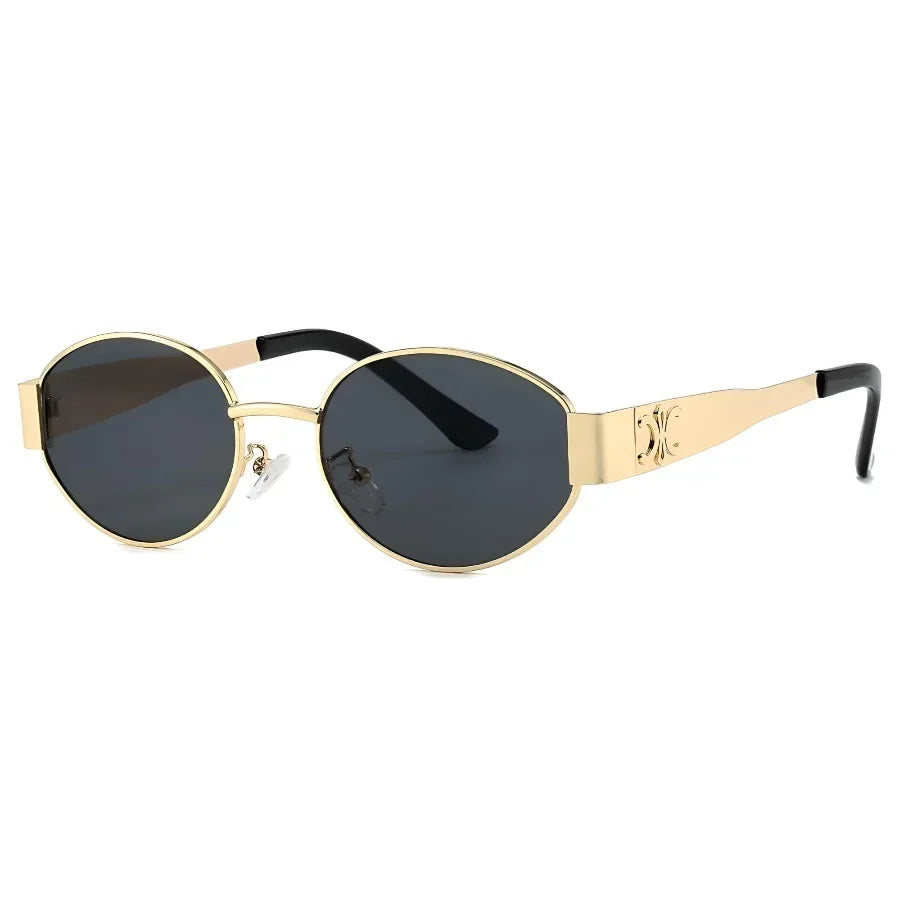 Luxuriöse Metall-Sonnenbrille für Damen und Herren, Unisex, Designer-Mode-Sonnenbrille, oval, Unisex, stilvolle Brillenschirme, UV400