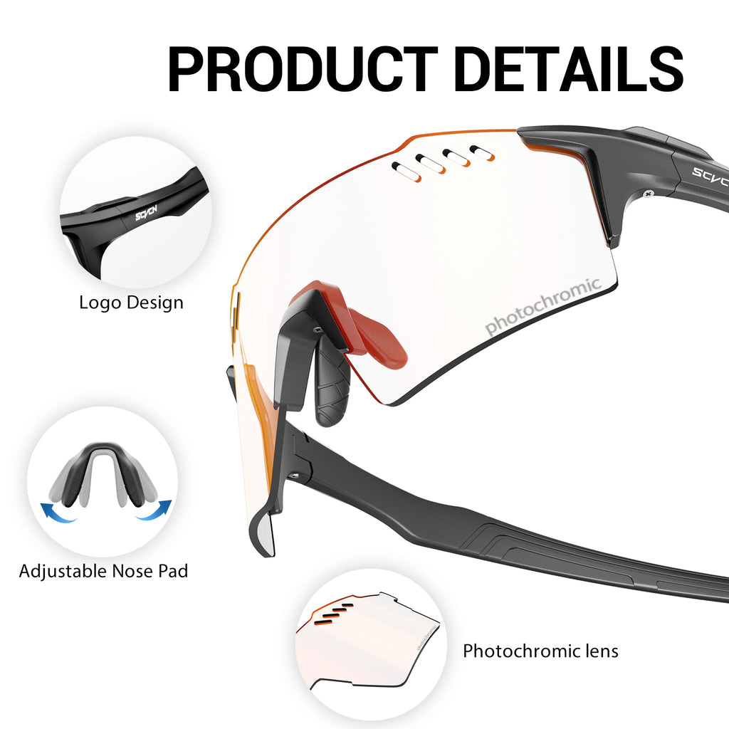 SCVCN Photochrome fahrrad Radfahren brille UV400 Fahrrad reiten Brillen Sport MTB Outdoor Sport Golf Camping Fahren Okulare