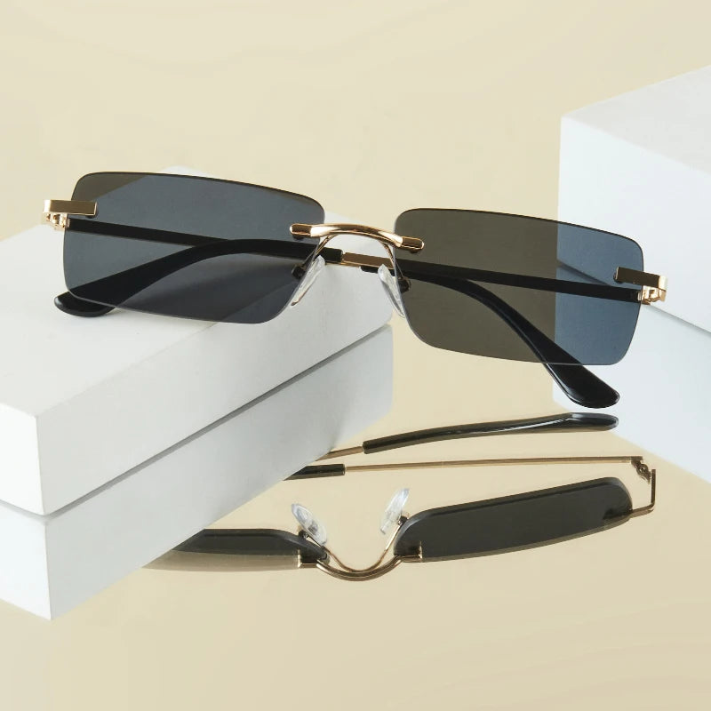 1 Stück Herrenmode-Brille, neu, Metall, rahmenlos, elegant, Retro, vielseitig, trendig, geeignet für den täglichen Gebrauch, Urlaub, Outdoor, Sonnenschutz