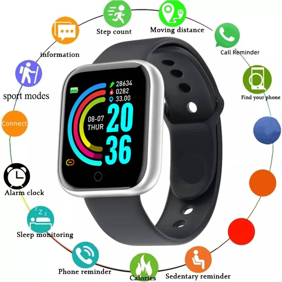 Smartwatch Männer Frauen Armbanduhren Smart Uhr Nachricht Fitness Monitor Armband Geburtstag Geschenk Elektronische Uhr Für Android IOS