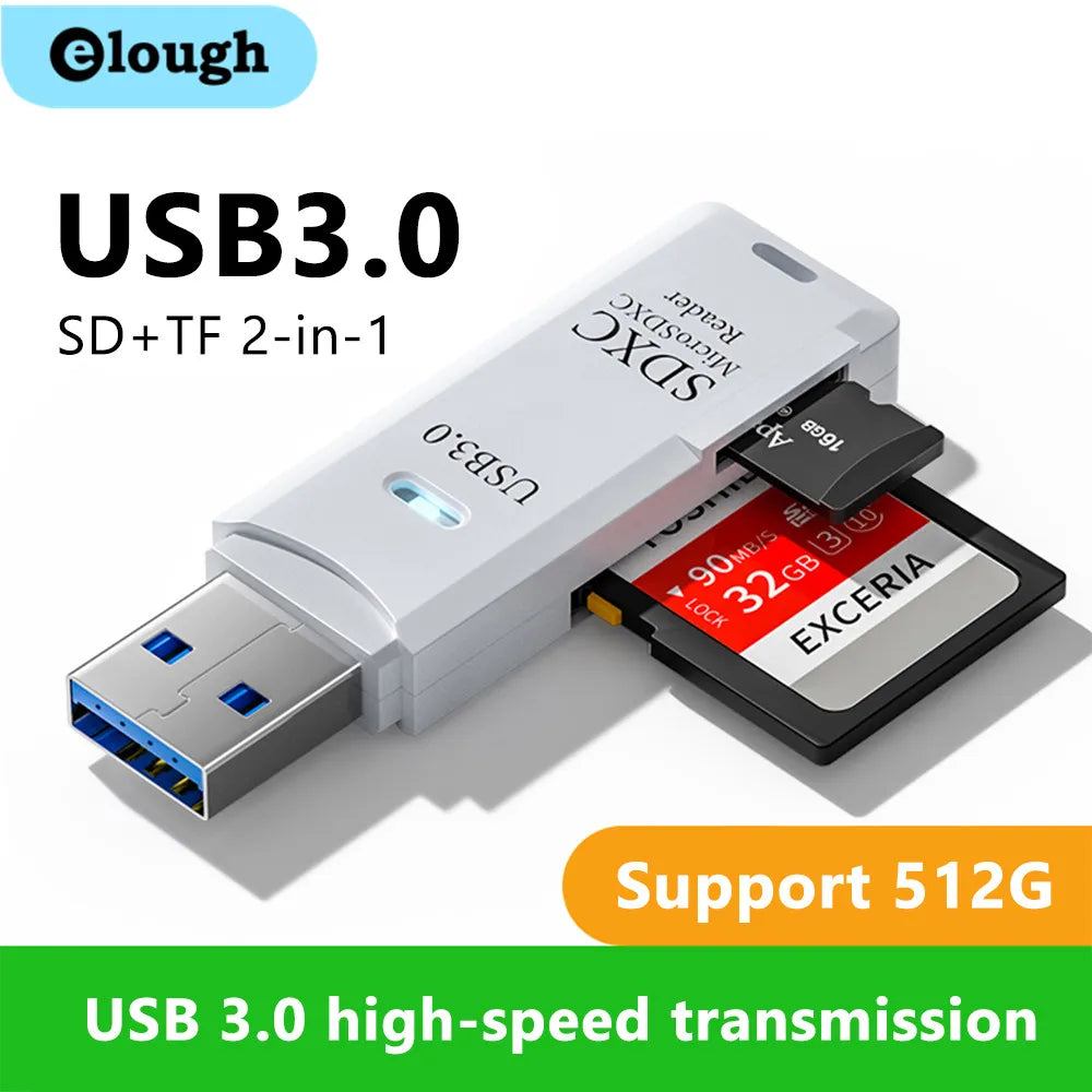 2-in-1 USB 3.0 Kartenleser Micro TF SD Kartenleser USB-Adapter Hochgeschwindigkeitskartenleser TF Speicherkarte für PC Laptop Zubehör