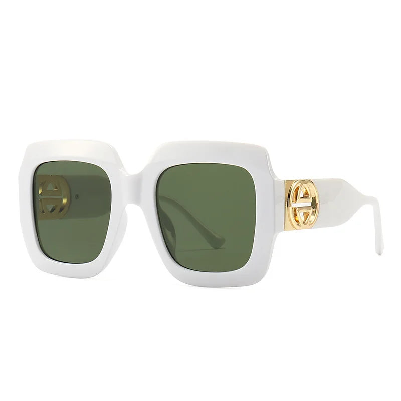 2024 Retro übergroße quadratische Sonnenbrille Frauen Luxusmarke Big Frame Sonnenbrille für Männer Vintage Punk Shades UV400 Tendy Brillen
