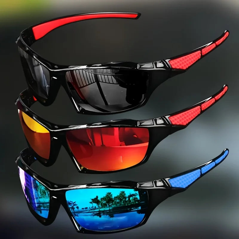 1/3 Stück Sportsonnenbrille für Herren, Leichte Nachtsichtbrille, Fahrrad-, Fahr- und Angelbrille, Modische Verspiegelte Sonnenbrille