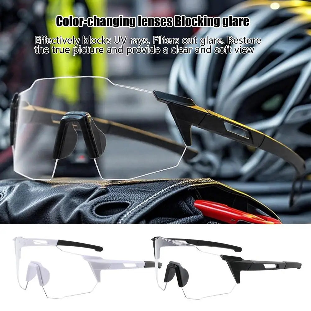 Photochrome Sonnenbrille Polarisierte Fahrradbrille Sportsonnenbrille UV400-Schutz Sportbrille Klare Fahrbrille für