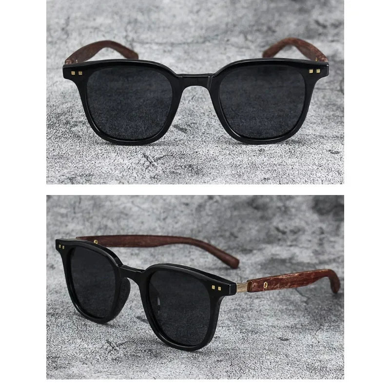 Sonnenbrille für Männer und Frauen, trendige Retro-Holzmaserung, polarisierte UV-Schutzbrille, Radfahren, Outdoor, Straßenfotografie, Sonnenbrille