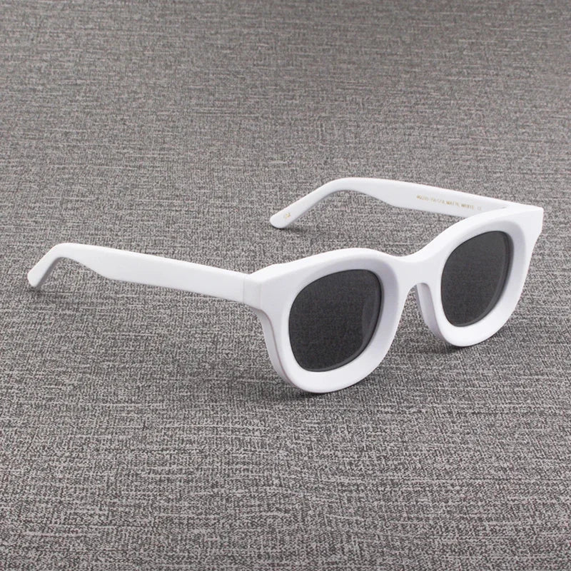 2024 Retro-Sonnenbrille für Damen und Herren, modisch, Acetat, quadratisch, grau, grüner Rahmen, matt gefrostet, UV400, handgefertigte Sonnenbrille
