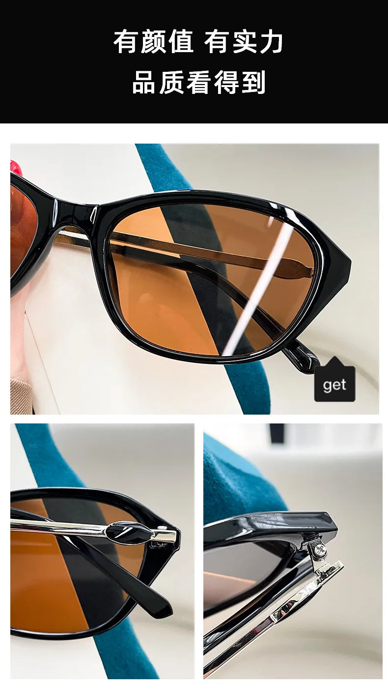 Sonnenbrille für Damen, Modetrend, hochwertige Rahmenbrille, Sonnenbrille mit kleinem Rahmen
