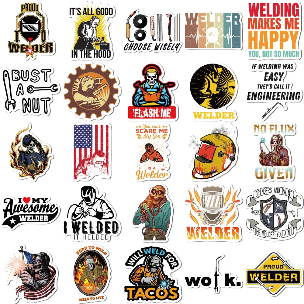 10/50PCS Mixed Schweißen Schweißer Graffiti Aufkleber DIY Gepäck Skateboard Wasserdicht DIY Coole Cartoon Aufkleber Aufkleber s Geschenk