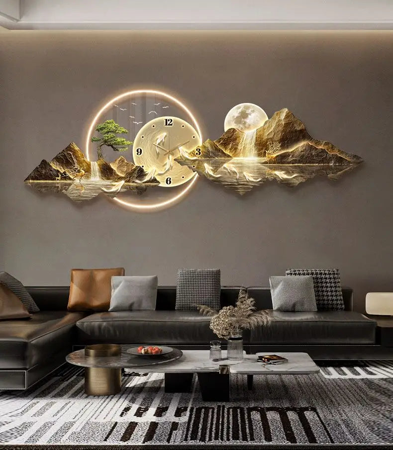 Kreative Uhr Hängen Malerei Wand Dekoration LED Wandbild Wohnzimmer Visuelle Dekoration Hängen Uhr Nordic Hause Dekoration