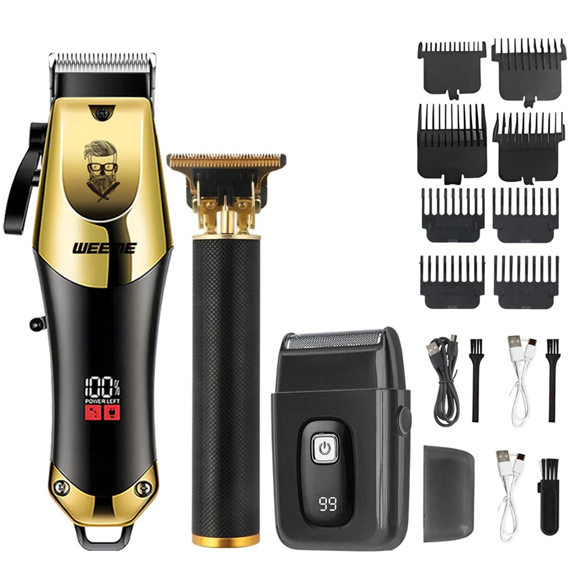 T9 Vintage Herren elektrische Haarschneidemaschine Bartschneider/wiederaufladbare Haarschneidemaschine mit Nasenhaarschneider Kit Freund Geschenk
