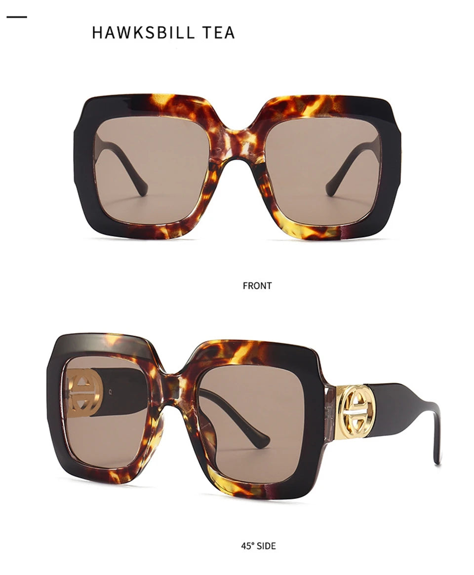 2024 Retro übergroße quadratische Sonnenbrille Frauen Luxusmarke Big Frame Sonnenbrille für Männer Vintage Punk Shades UV400 Tendy Brillen