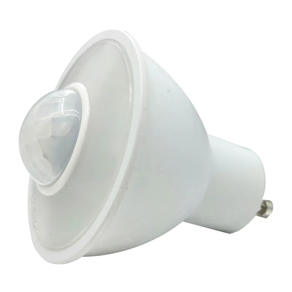 2-teiliges 6-W-PIR-Bewegungsmelder-Licht, GU10-Glühbirne, 50 W, halogenäquivalent, bewegungsaktivierte Sicherheits-LED, automatisches Ein-/Ausschalten für den Innen- und Außenbereich